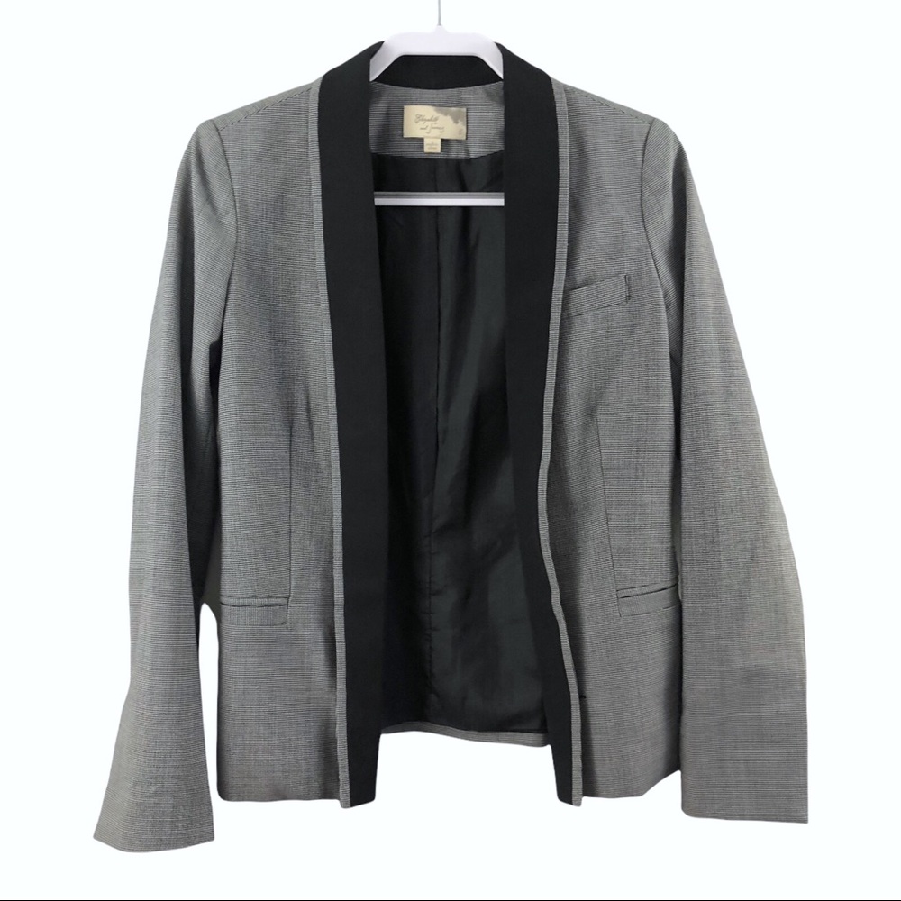 Elizabeth and James Wool Checkered Open Blazer